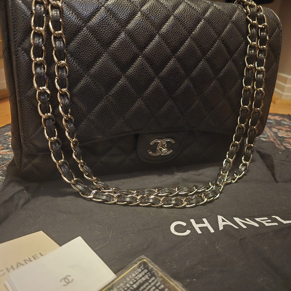 Chanel Style Black Quilted Chain Shoulder Bag